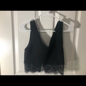 Black lace crop top